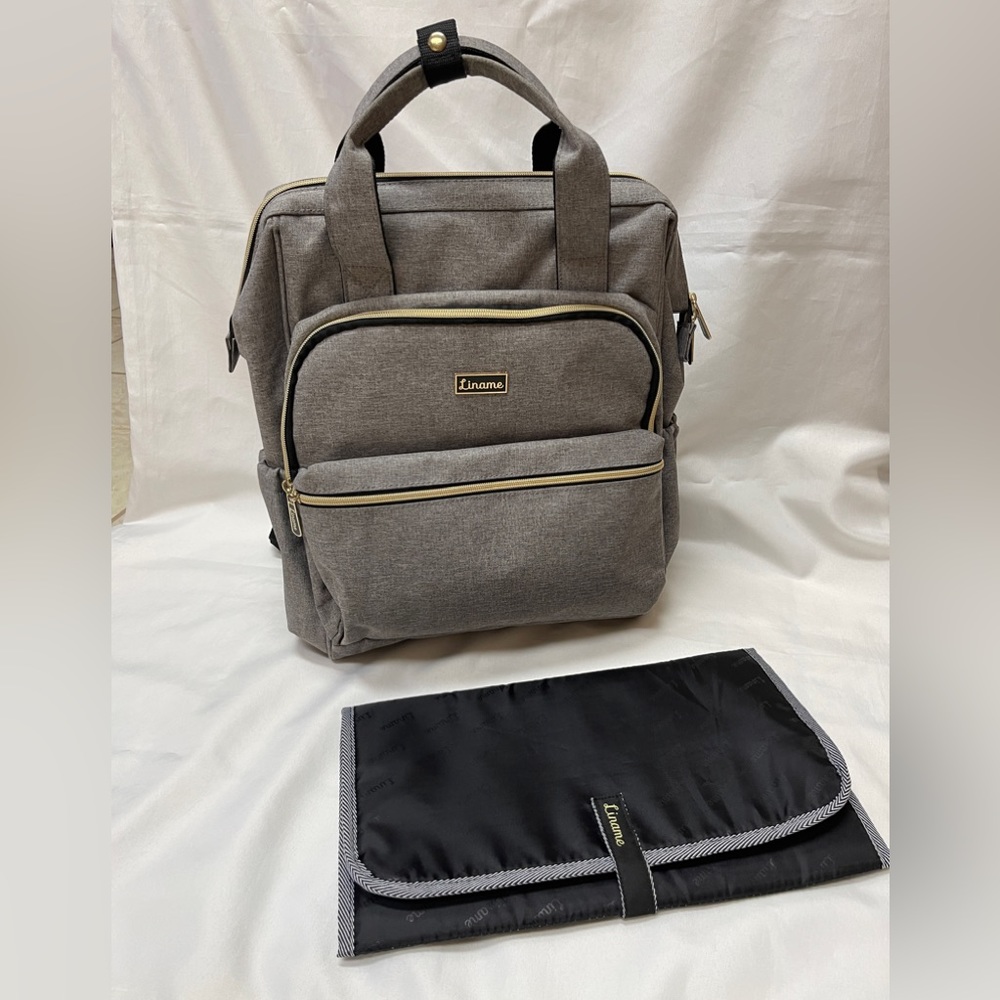 Liname Diaper Bag Backpack Gray Adjustable Straps Pre-owned